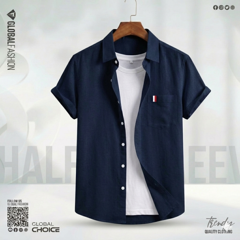 Remi Cotton Shirt, NHS-01 (Blue)