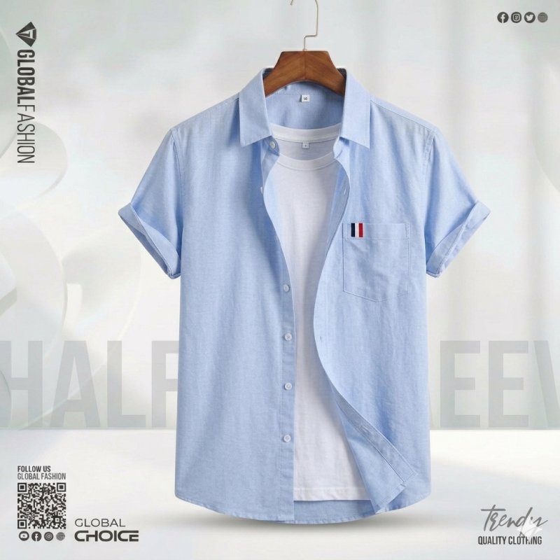 Remi Cotton Shirt, NHS-01 (Sky)